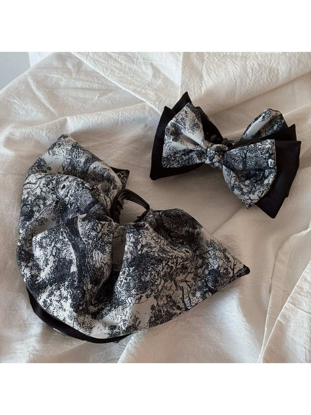 Beau - Vintage Print Layered Bow Hair Claw Clip