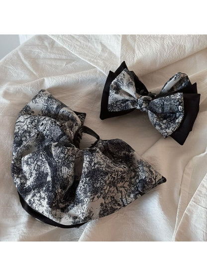 Beau - Vintage Print Layered Bow Hair Claw Clip