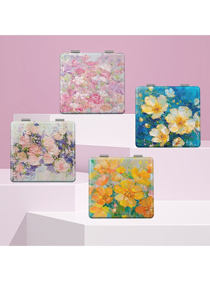 Mirroray - Square Floral Pattern Foldable Compact Mirror