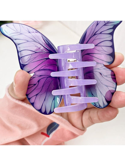 Beau butterfly hair claw clip open, displaying teeth and grip design