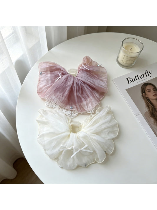 Beau - Ballet Style Lace Trim Bow Ponytail Hair Clip