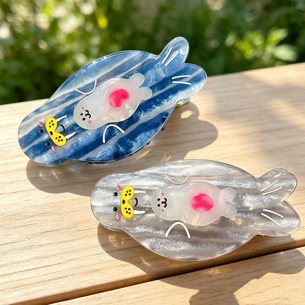 Beau - Cute Seal Acetate Animal Claw Clip