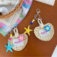 Keypus - Tropical Flower Starfish Fan Shape Keychain
