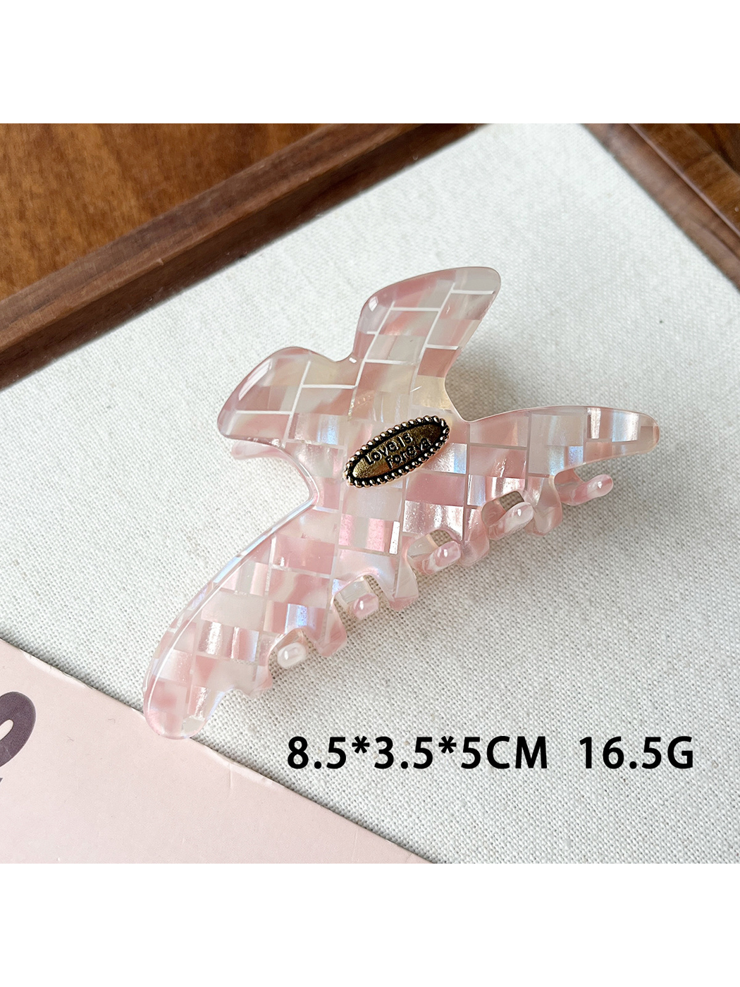 Beau - Iridescent Checkered Faux Acetate Claw Clip