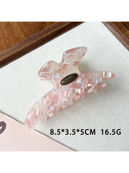 Beau - Iridescent Checkered Faux Acetate Claw Clip