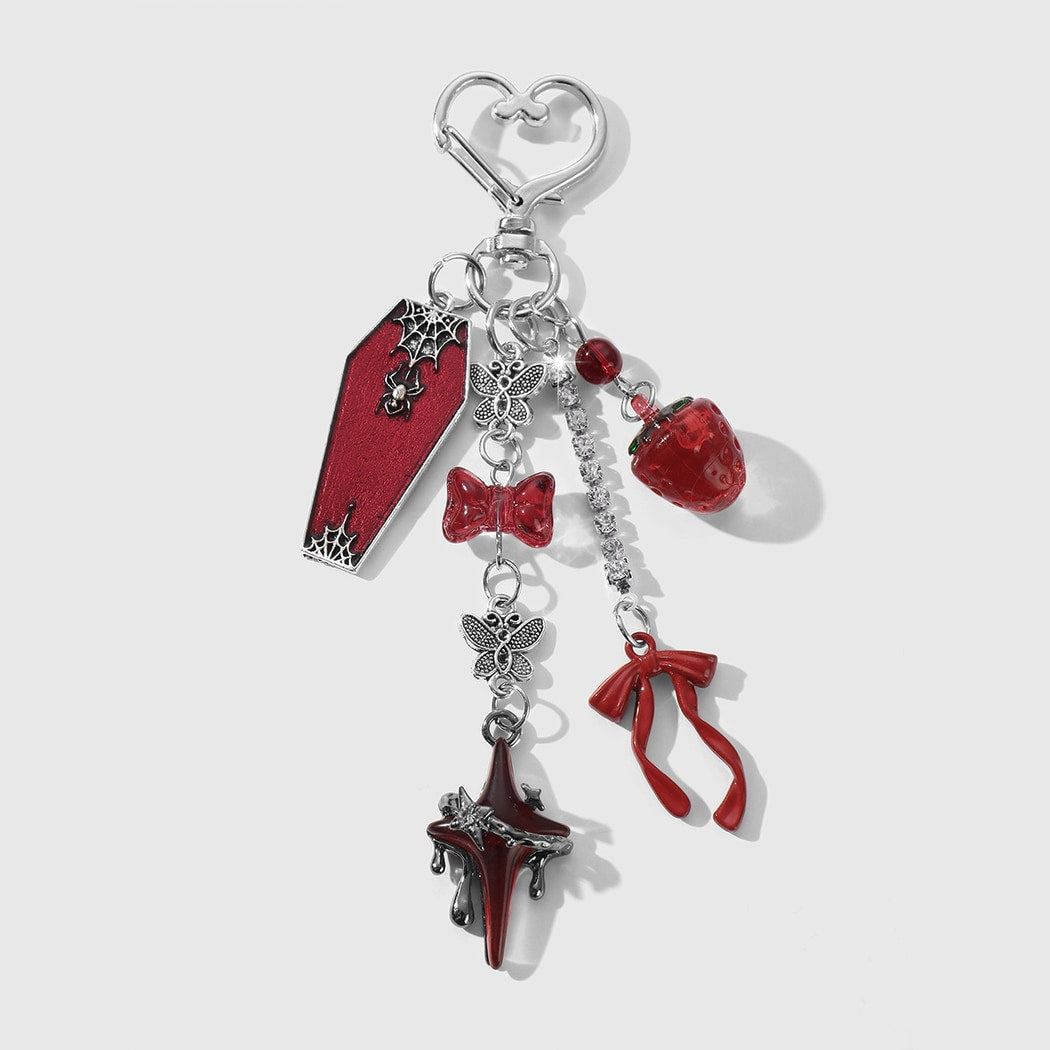 Keypus - Halloween Burgundy Cross and Bow Keychain