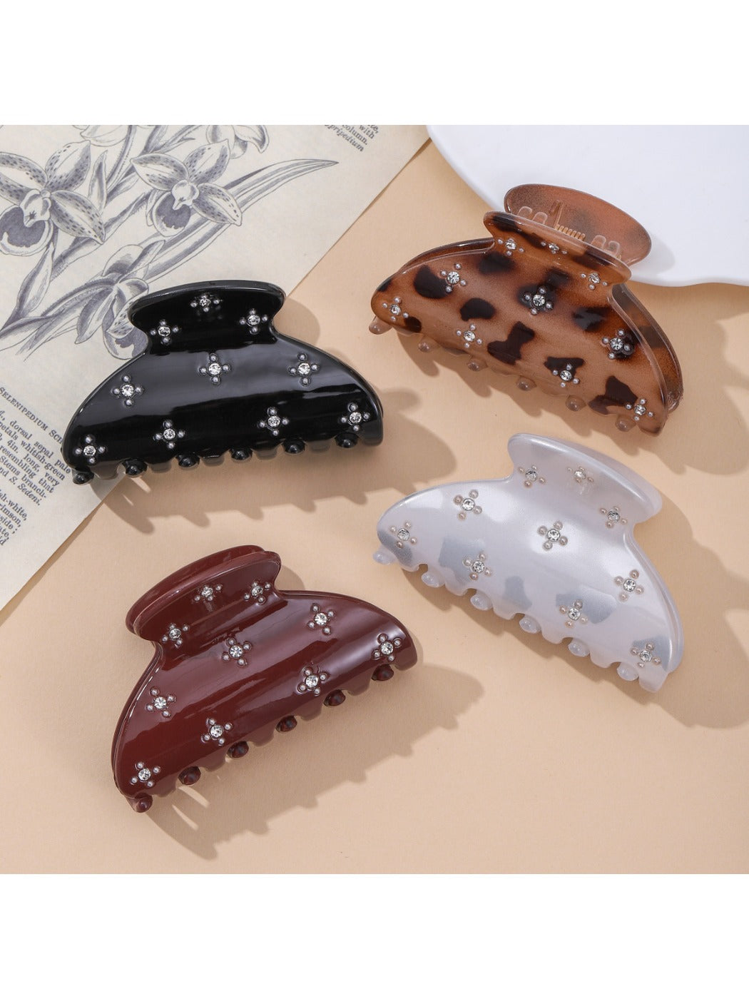Beau - Rhinestone Hair Claw Clip for Half