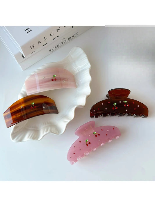 Beau - Cherry Print Clip Claw Hair Clip