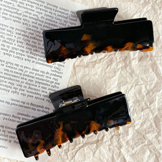 Beau - Black Brown Patterned Acetate Claw Clip
