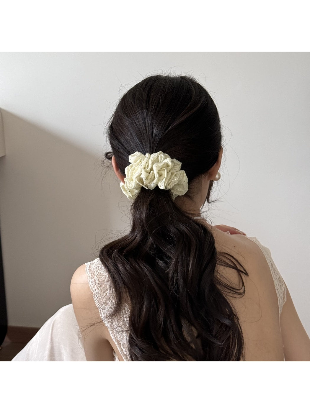 Gifty - Textured Rhinestone Polyester Ponytail Scrunchie