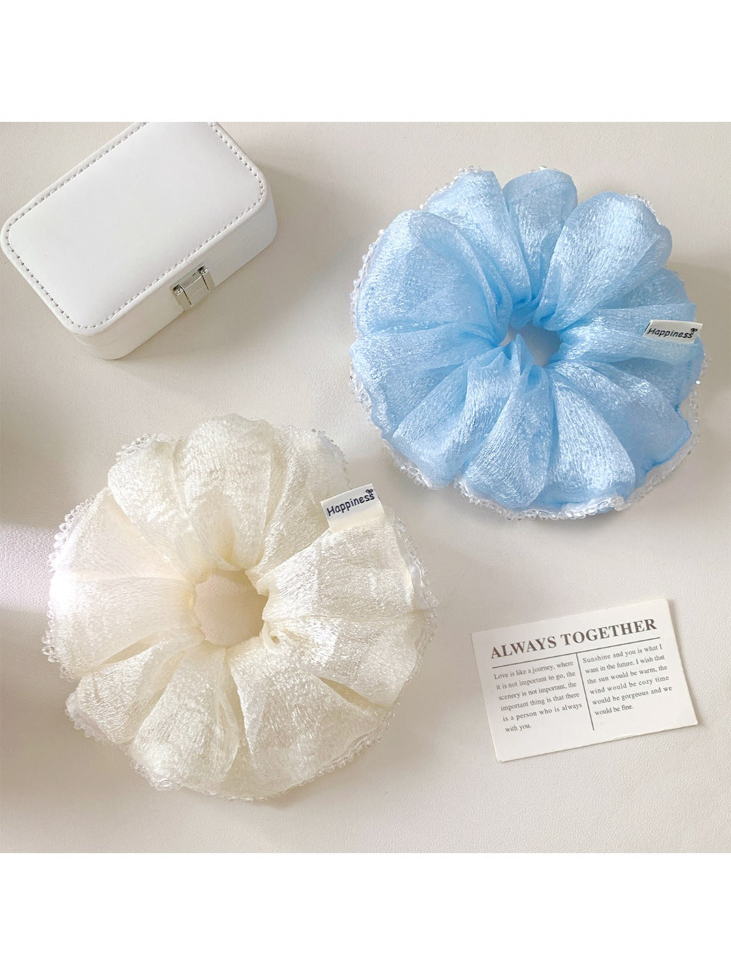 Gifty scrunchie worn on wrist as a fashion accessory