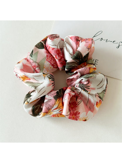 Gifty - Large Floral Satin Fabric Hair Scrunchie