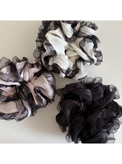 Gifty - Ruffled Cloud Shape Lace Trim Scrunchie