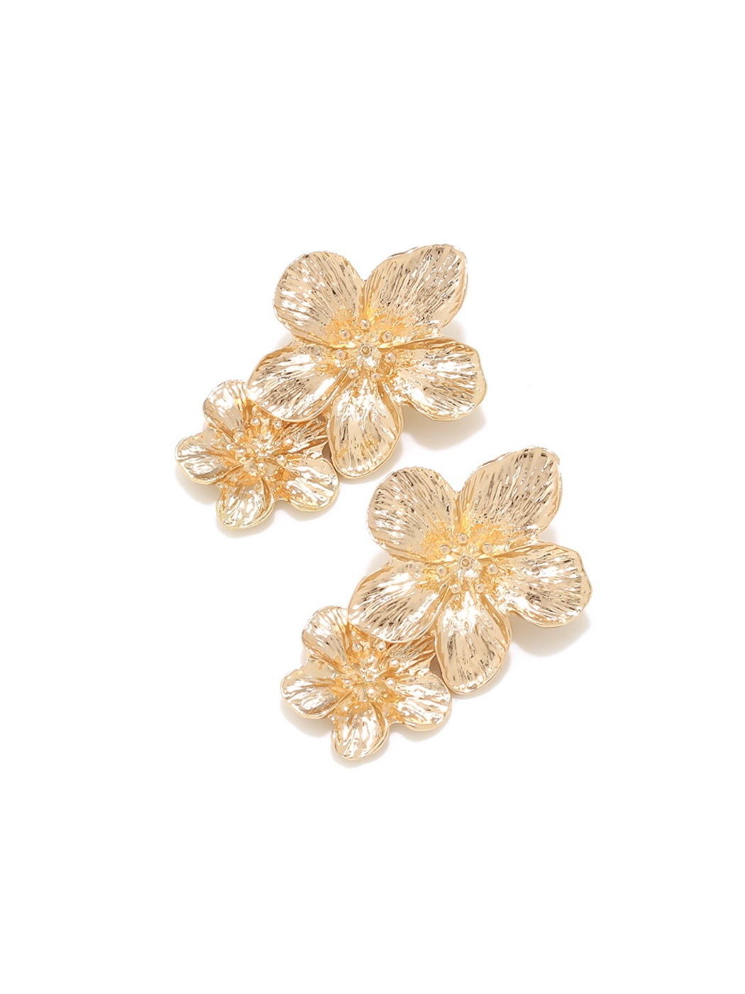 Earedge - Vintage Style Double Flower Dangle Earrings