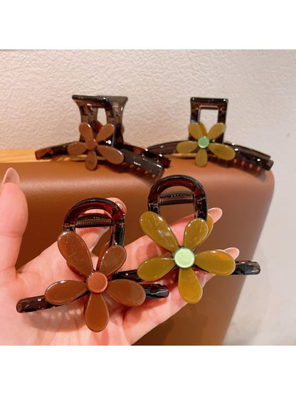 Beau - Glossy Flower Motif Acetate Hair Claw Clip