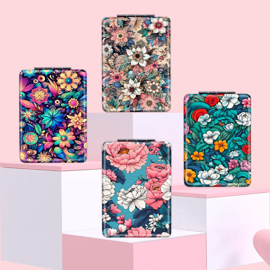 Mirroray - Portable Floral Pattern Folding Makeup Mirror