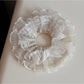 Gifty - Plaid Lace Trim Pleated Fabric Scrunchie