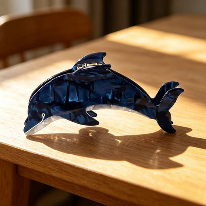 Beau - Glossy Dolphin Shape Acetate Claw Clip