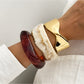 Lovra vintage wide bracelet with white and gray marble pattern on a white background