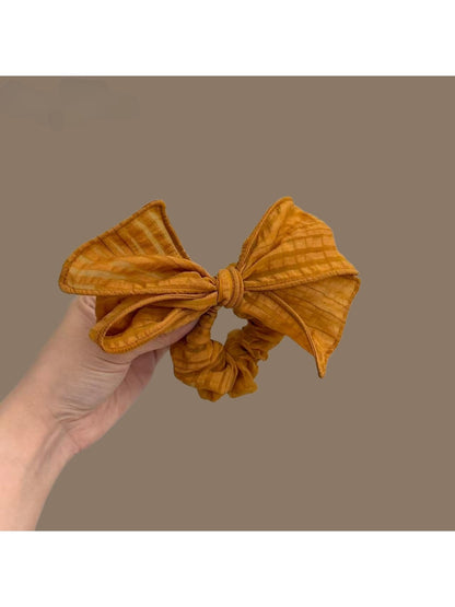 Gifty - Pleated Bow Polyester Fabric Scrunchie