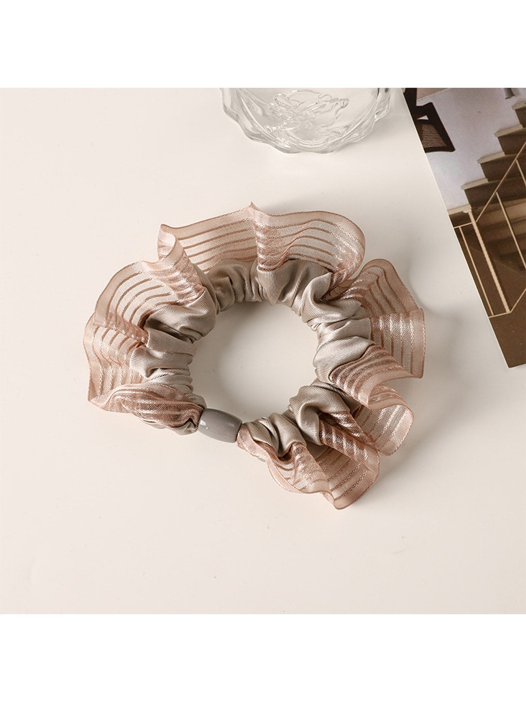 Gifty - Pleated Mesh Ruffled Edge Scrunchie