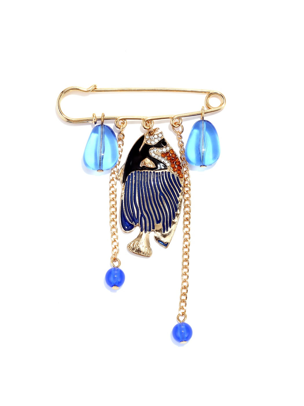 Brovia - Tropical Fish Tassel Statement Alloy Brooch