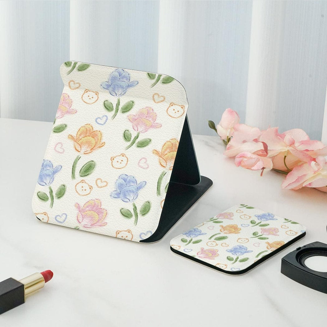 Mirroray - Floral Print Folding Desktop Makeup Mirror
