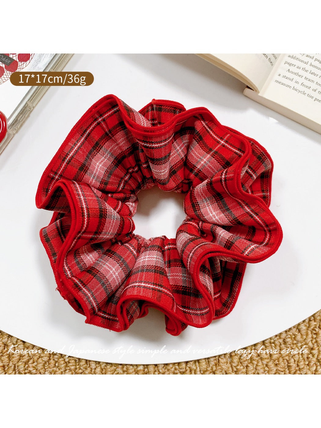 Gifty - Red Plaid Hair Ring