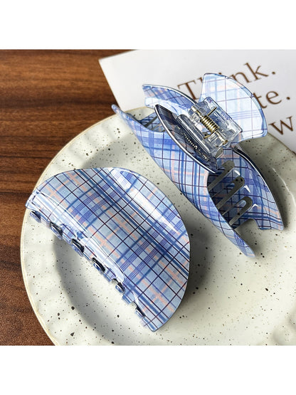 Beau - Glossy Plaid Acetate Hair Claw Clip