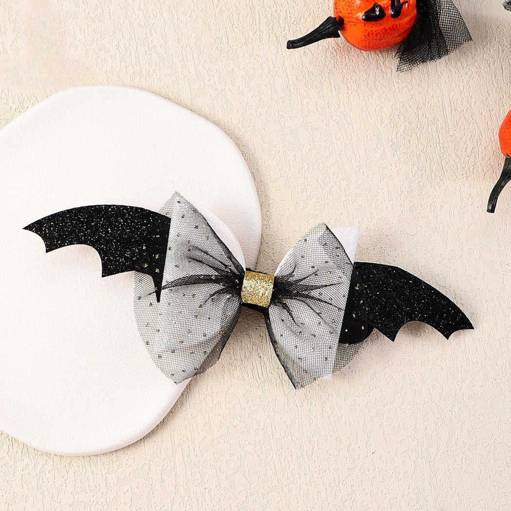 Beau - Halloween Bat Wing Glitter Bow Hair Clip