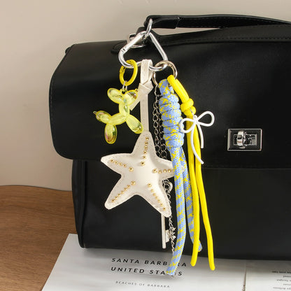 Keypus - Star Motif PU Woven Cord Bag Charm Keychain