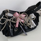 Keypus - Faux Leather Bow Heart Detail Bag Charm Keychain