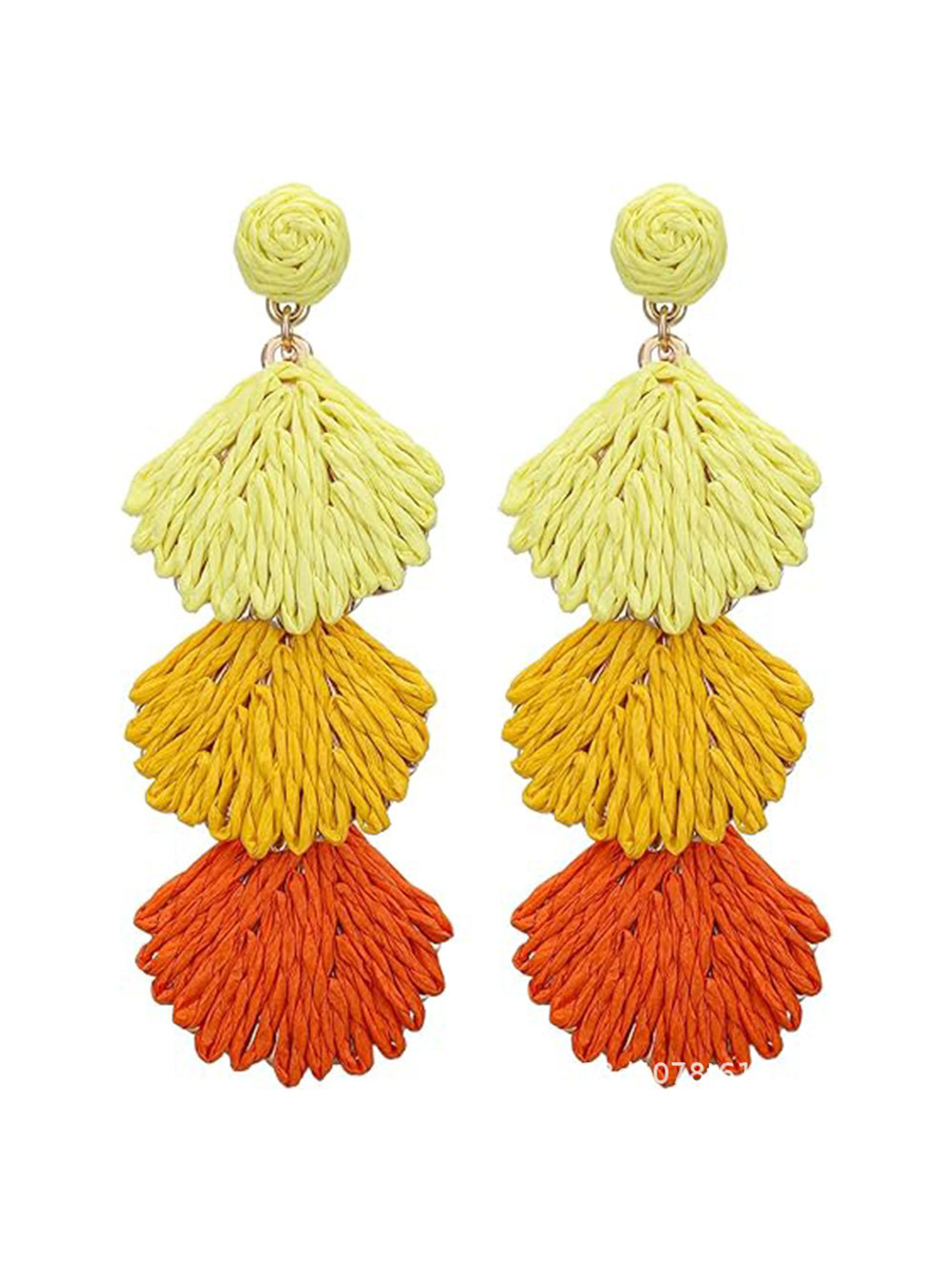 Earedge - Bohemian Shell Raffia Woven Drop Earrings