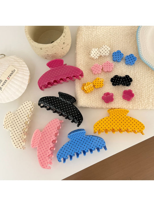 Beau - Polka Dot Flower Shape Claw Clip