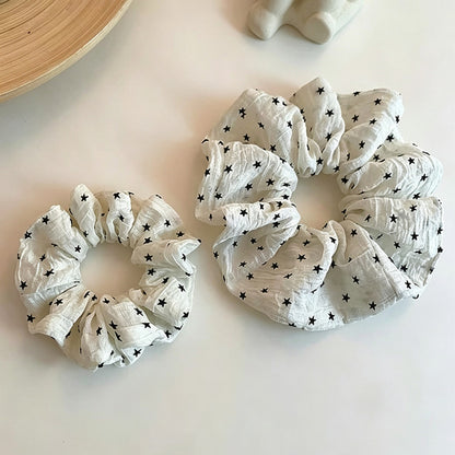 Gifty - Star Print Textured Polyester Fabric Scrunchie