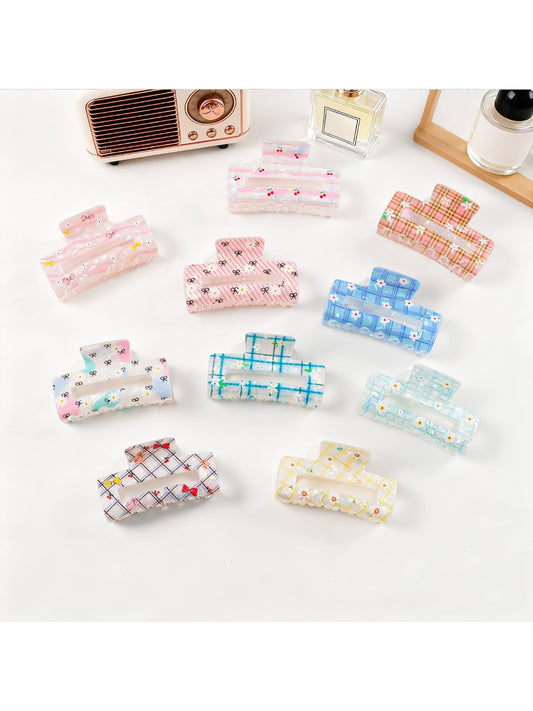Beau - Elegant Plaid Square Hair Claw Clip