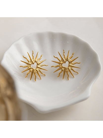 Earedge - Openwork Sunflower Stud Earrings