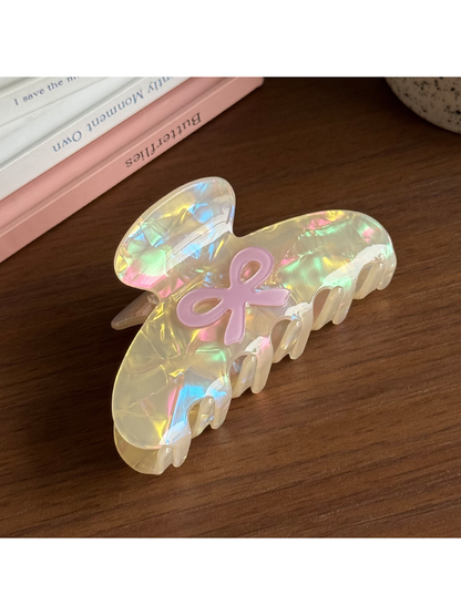 Beau - Iridescent Bow Acetate Claw Hair Clip