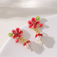 Earedge - Glossy Strawberry Floral Alloy Stud Earrings