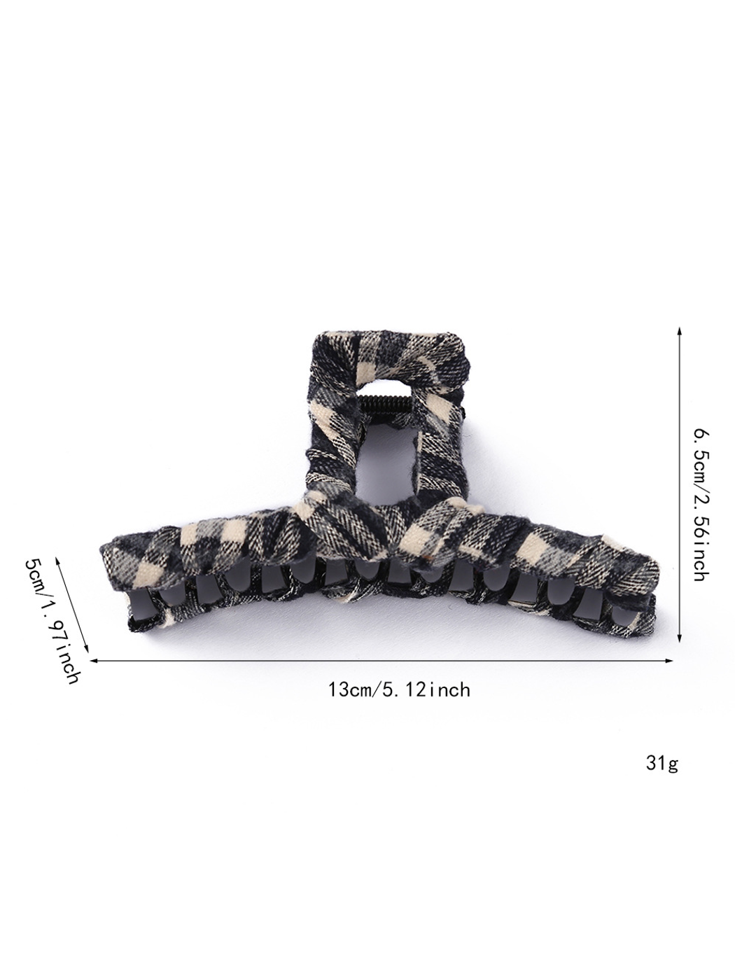Beau - Retro Plaid Geometric Wrapped Claw Clip