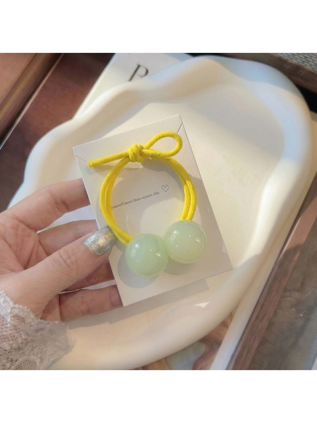 Gifty - Glossy Double Ball Elastic Ponytail Holder Hair Tie