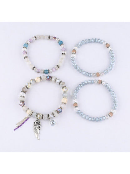 Side view of Lovra vintage layered beaded bracelet showing multiple strands