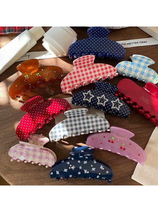 Beau - Fan Shape Decorative Acetate Fiber Claw Clip