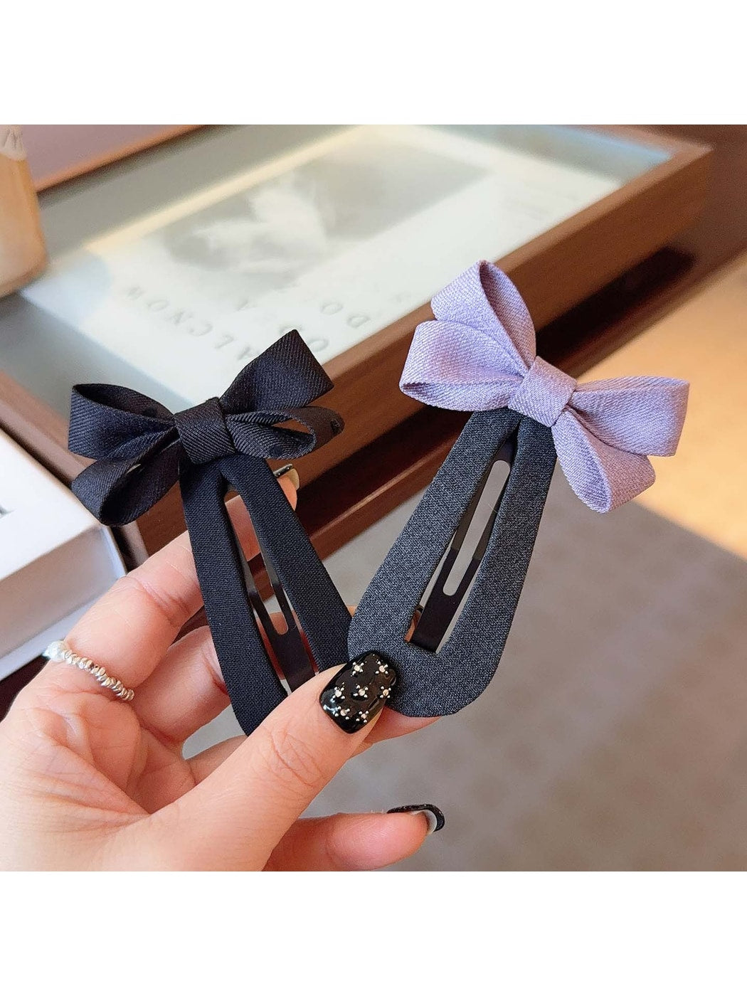 Beau - Simple Bow Side Hair Snap Barrette Clip