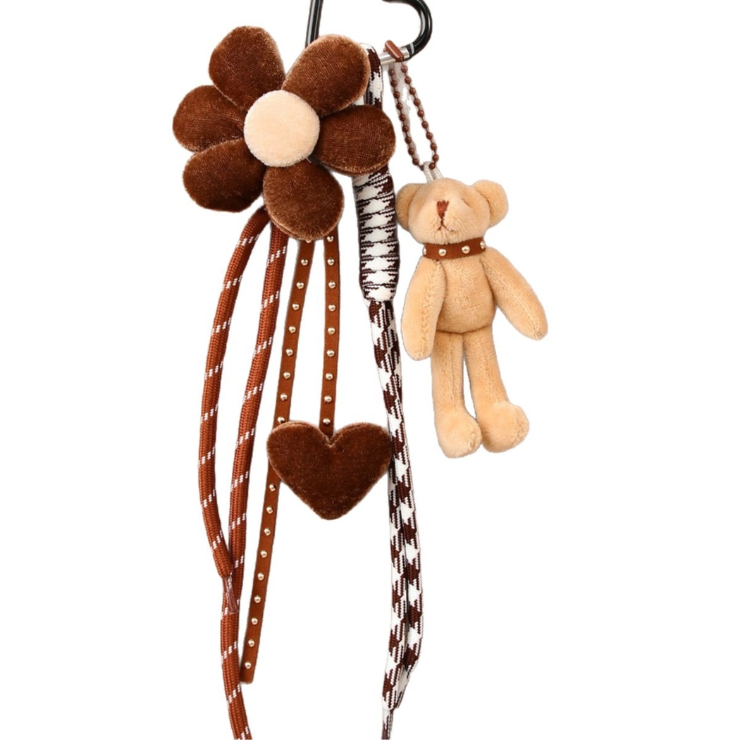 Keypus - Plush Bear Flower Heart Bag Charm Keychain