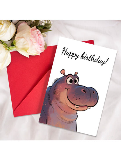 Carduria - Illustrated Hippo Birthday Card