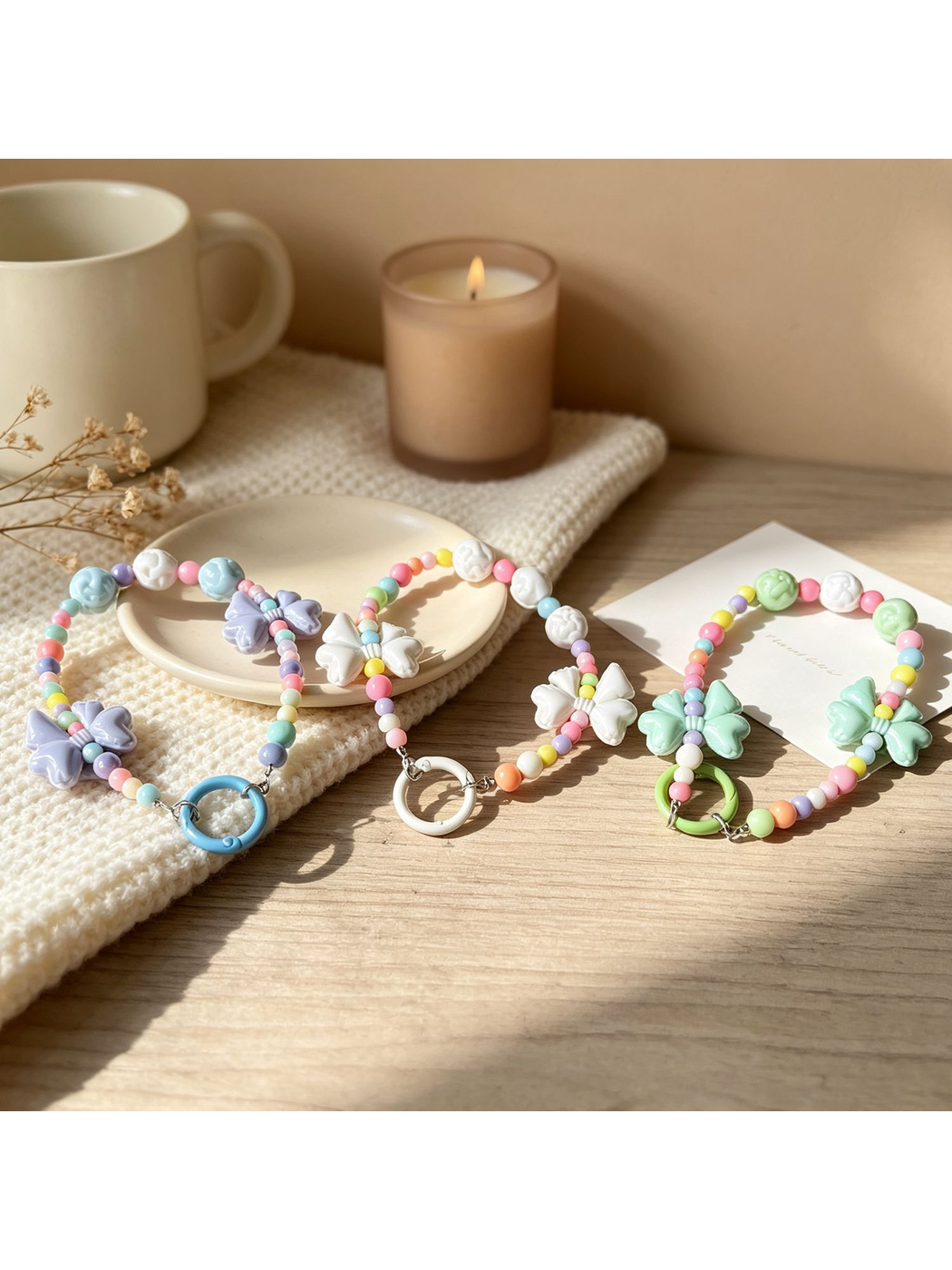 Keypus - Acrylic Bow Beaded Bag Charm Keychain