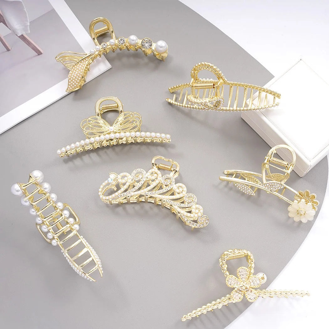 Beau - Pearl Rhinestone Decorative Hair Claw
