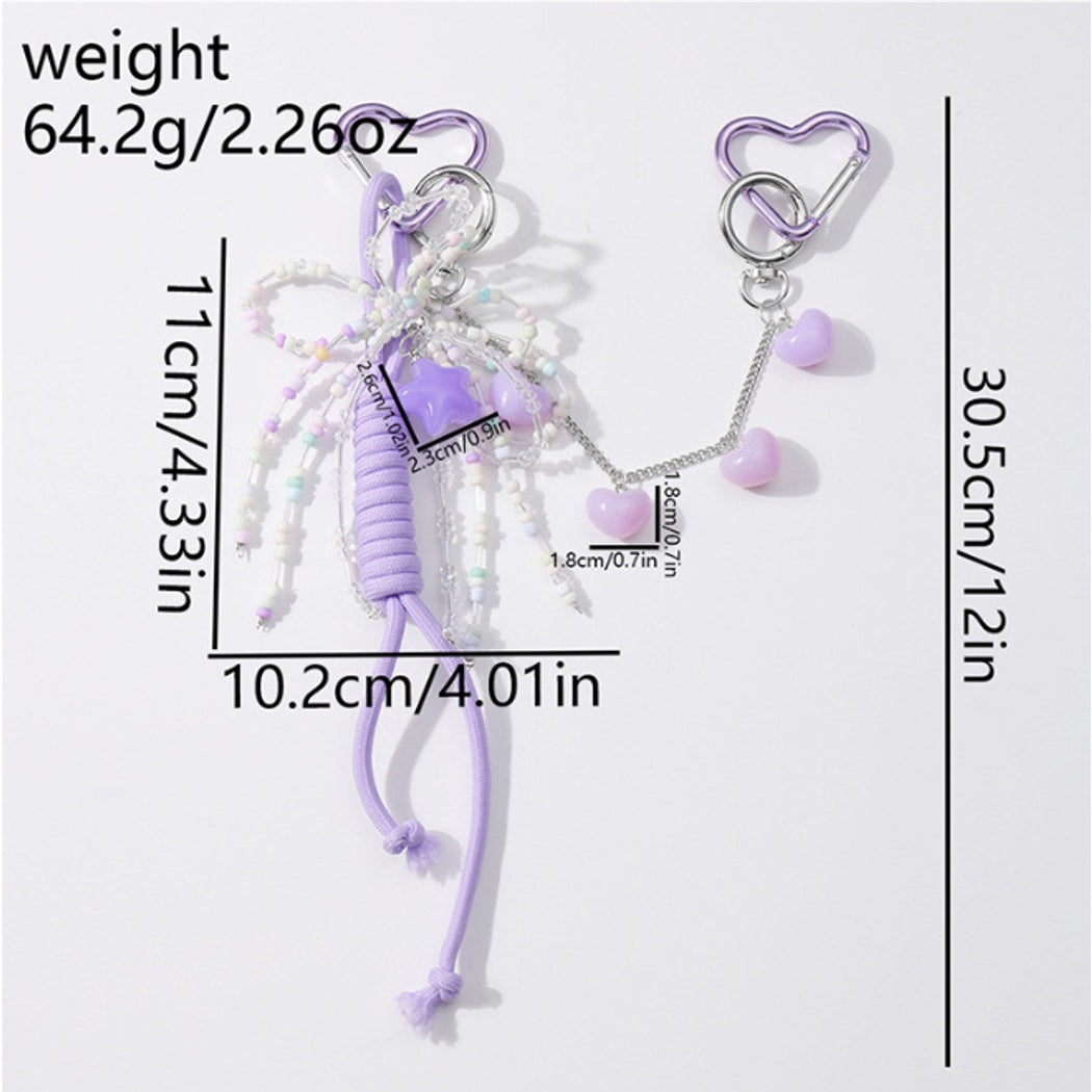 Keypus - Purple Beaded Bow Cord Keychain