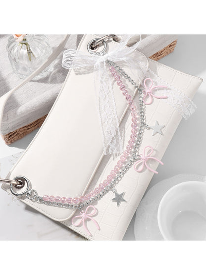 Keypus - Y2K Beaded Bow and Heart Keychain Bag Charm